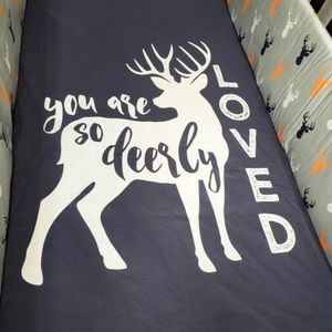 Handmade Baby Crib Fitted Sheet Blue White Deerly Loved